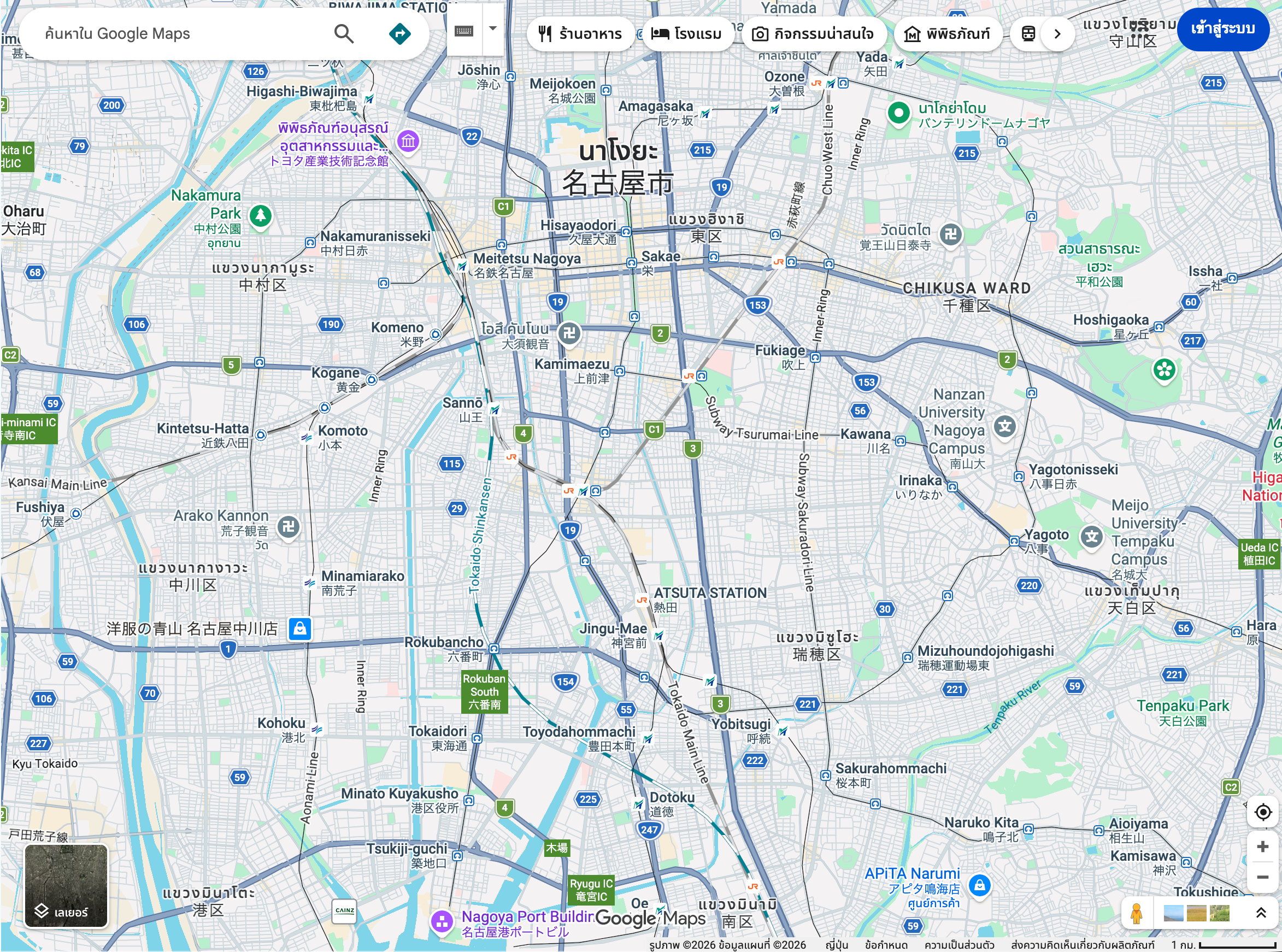 แผนที่เขตหลักนาโกย่า